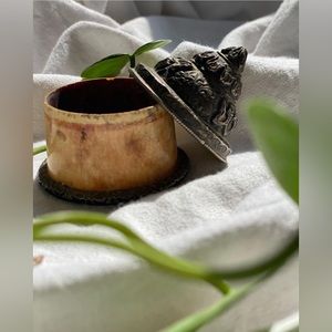 Small Vintage Lidded Decorative Vessel, 2.5”